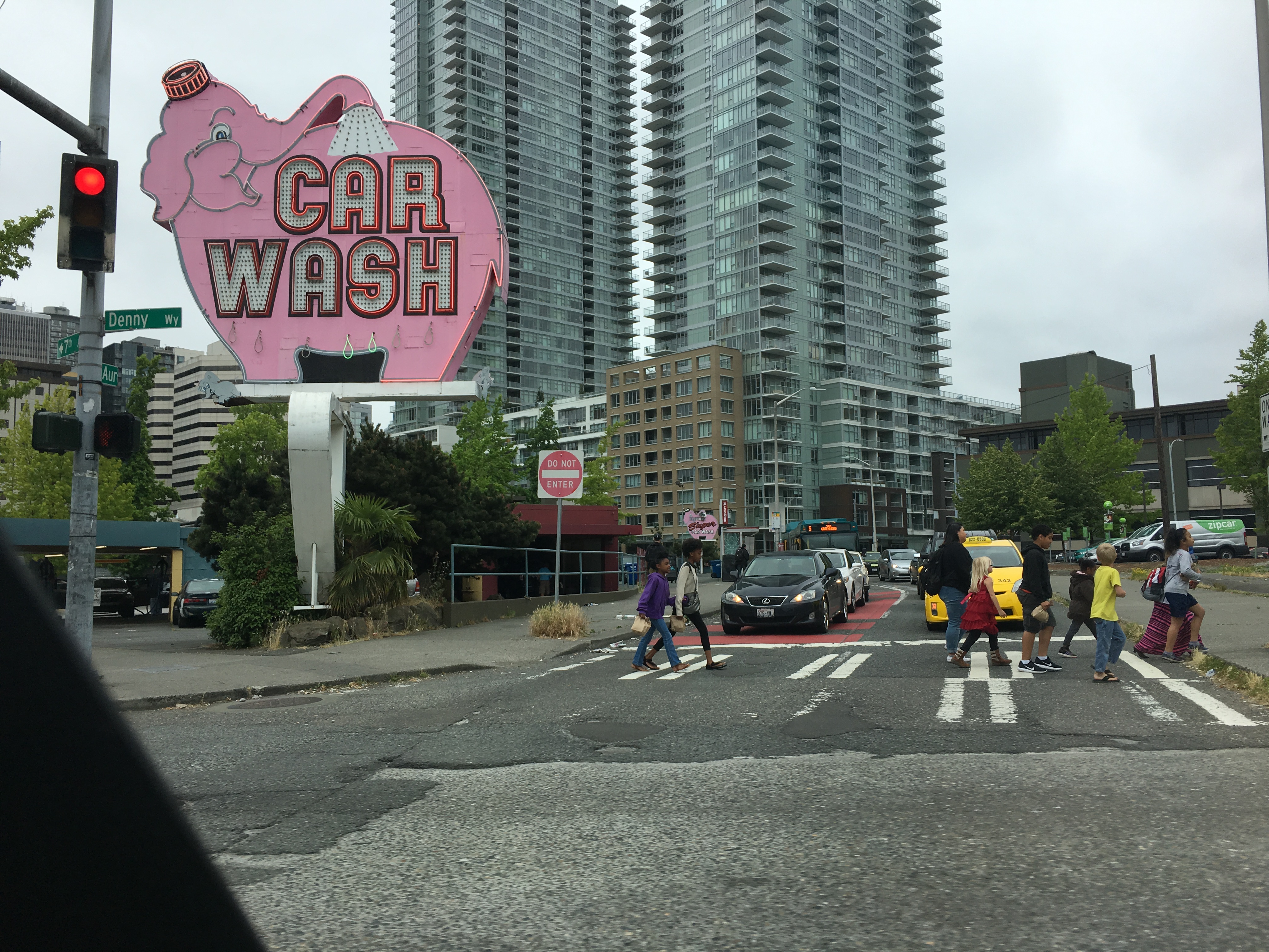 Pink Elephant Car Wash, Denny Way view